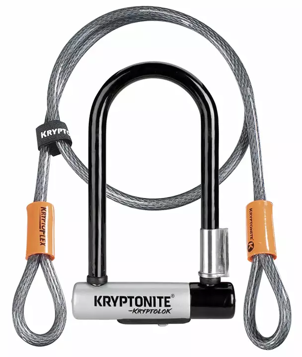 Kryptonite Kryptolok Mini-7 U-Lock W/ 4' Flex Cable 3.25 X 7.0" Locks 1 Kryptonite Kryptolok Mini-7 U-Lock W/ 4' Flex Cable 3.25 X 7.0" Locks