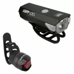Lights Cateye AMPP100 Front/Orb Rear USB Combo Light Set