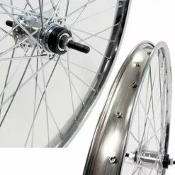 KT PRODUCTS Wheelsets KT 26" Chrome Cruiser Steel Wheels Coaster Brake 3/8" Bolt