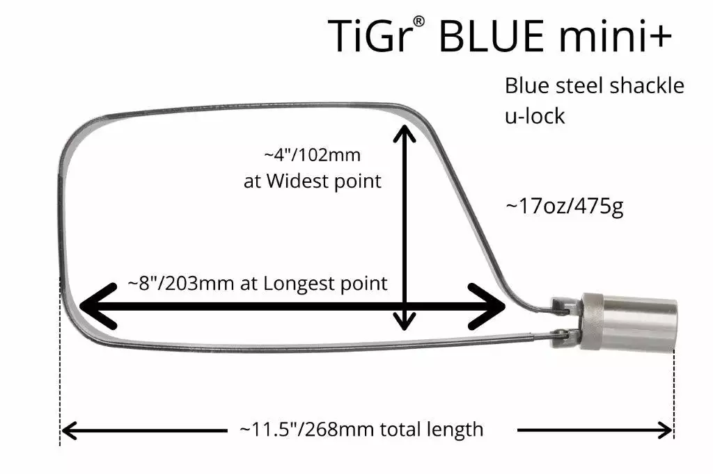 Locks TiGr Blue Steel Mini+ Shackle Lock 2 Locks TiGr Blue Steel Mini+ Shackle Lock
